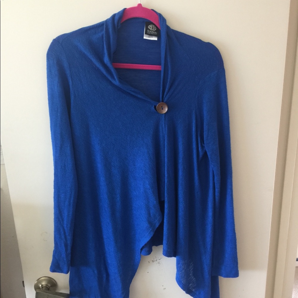 bobeau Bright Blue Open Front Cardigan Sz XS